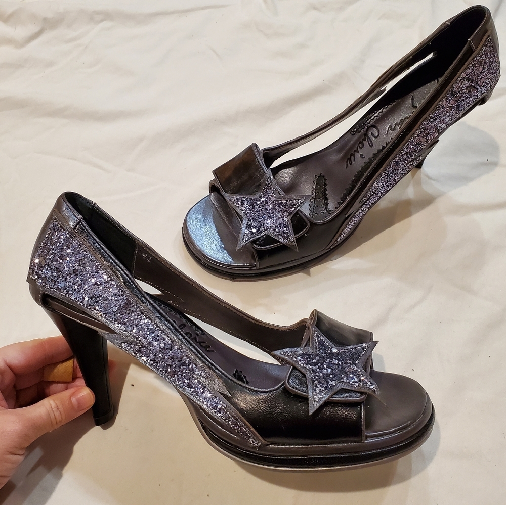 Irregular Choice Star Gunmetal Glitter Heels